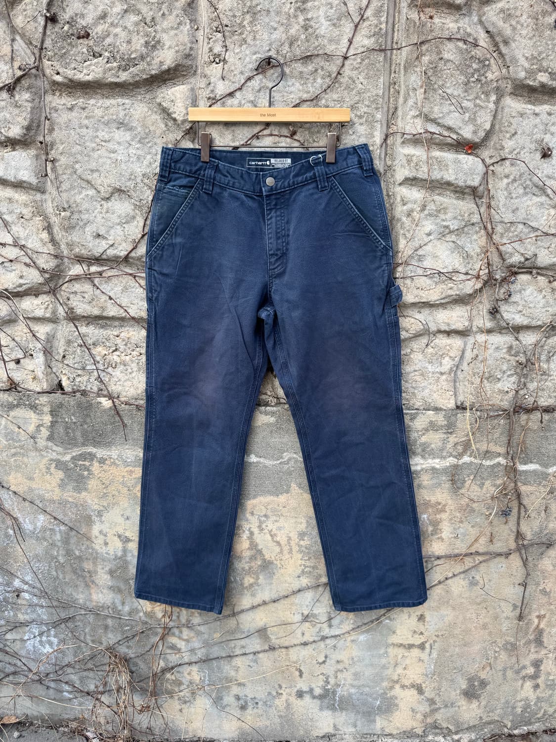 칼하트 빈티지 네이비 페이딩 싱글니 카펜터 워크 팬츠 상품이미지1