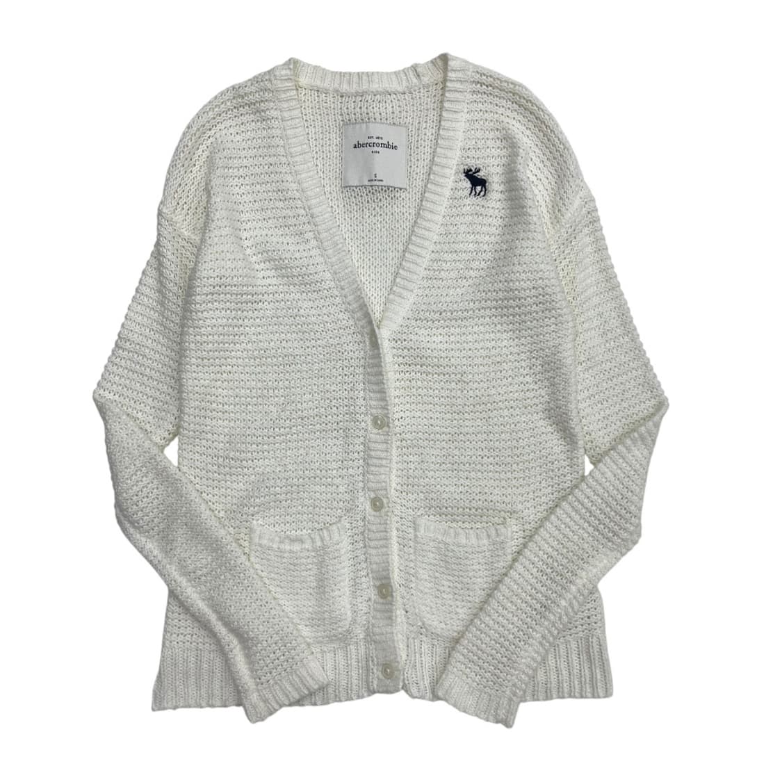 아베크롬비 순록로고 화이트 가디건 S 상품이미지2