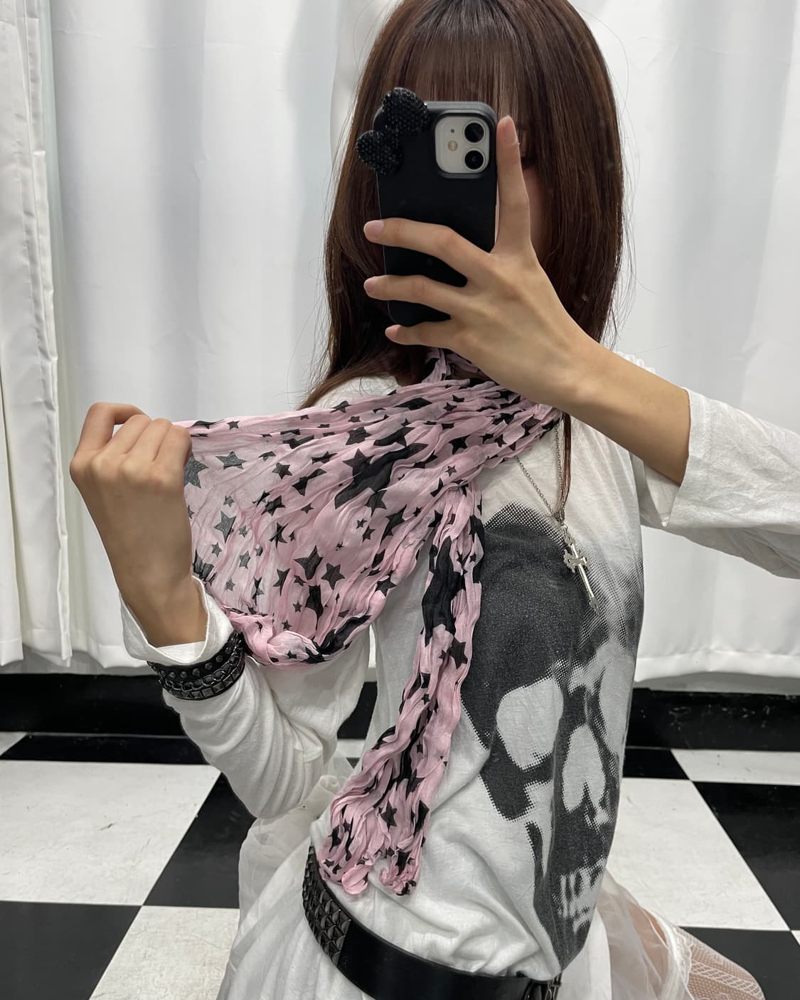 🎸핑크 스타 프린팅 스카프🎸 상품이미지3