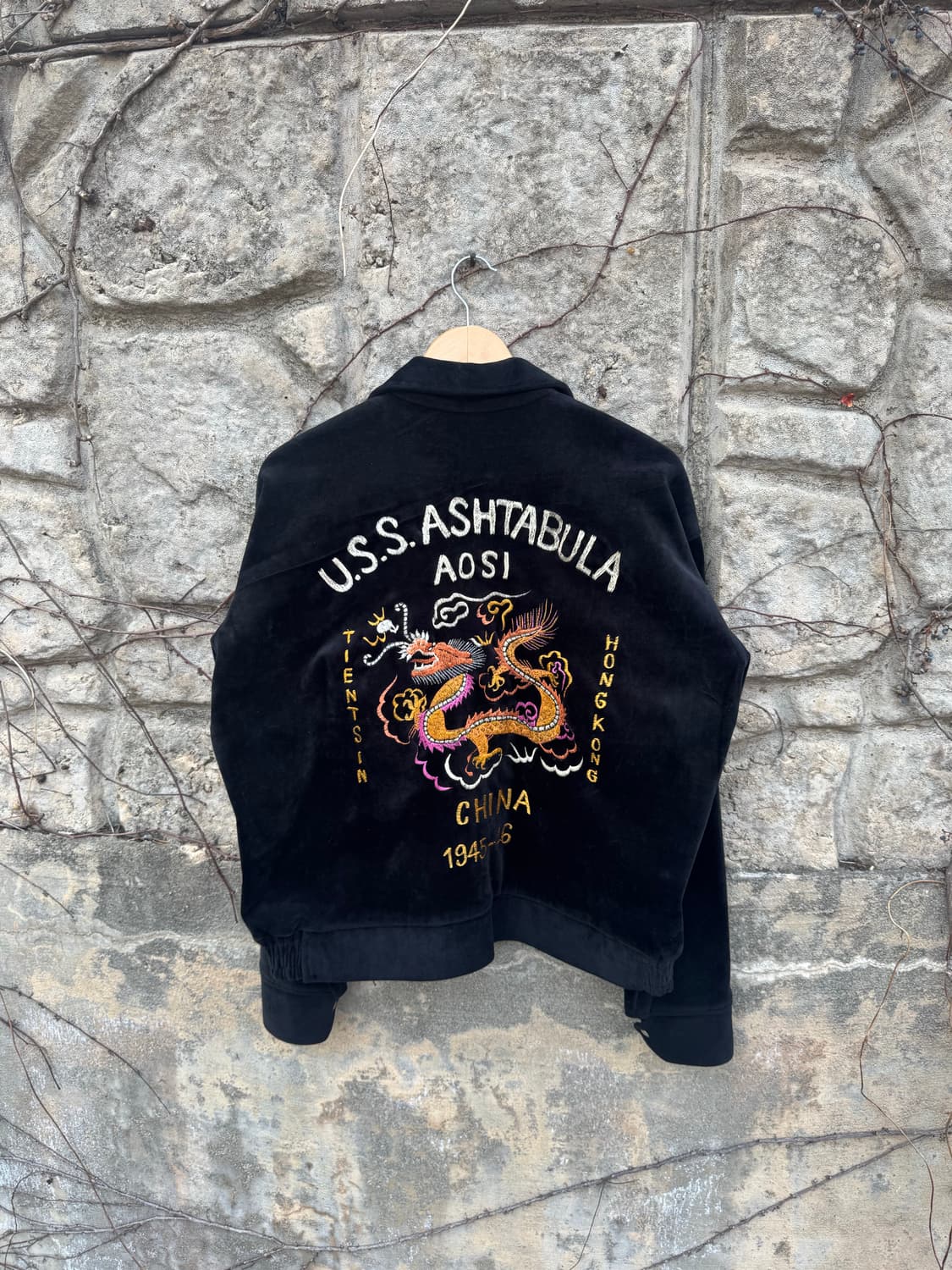 빈티지 체인스티치 벨벳 수베니어 자켓 스카쟌 상품이미지2