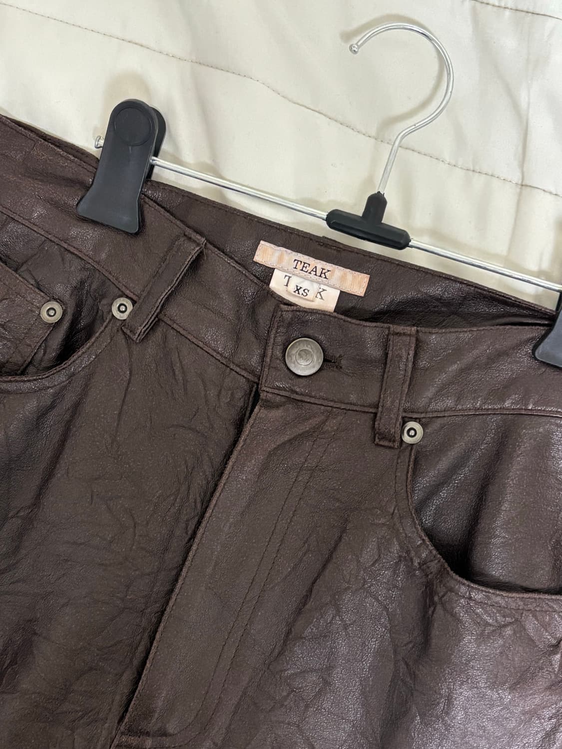 Teak 티크 레더 링클 팬츠 상품이미지4