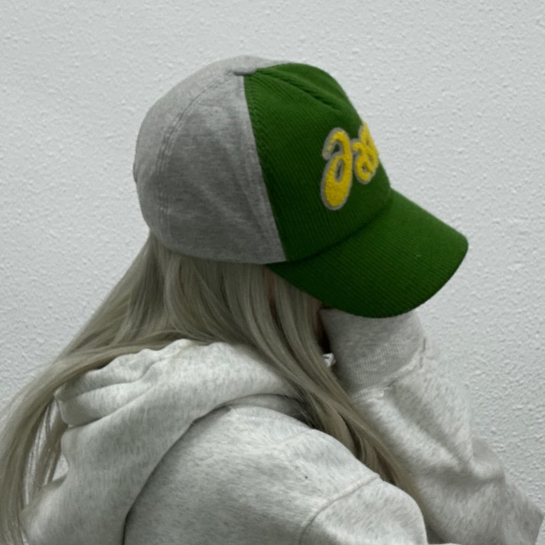 아식스 90's 옐로우로고 그린 니트 코튼캡 상품이미지2