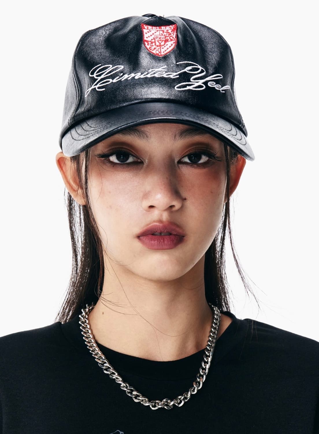 YEEL PATCH LEATER BALL CAP BLACK 상품이미지1