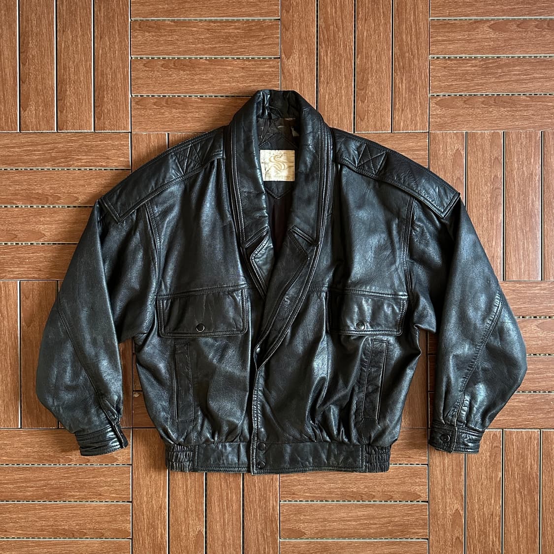 80-90’s Sankyo sheep-skin leather bomber 상품이미지1