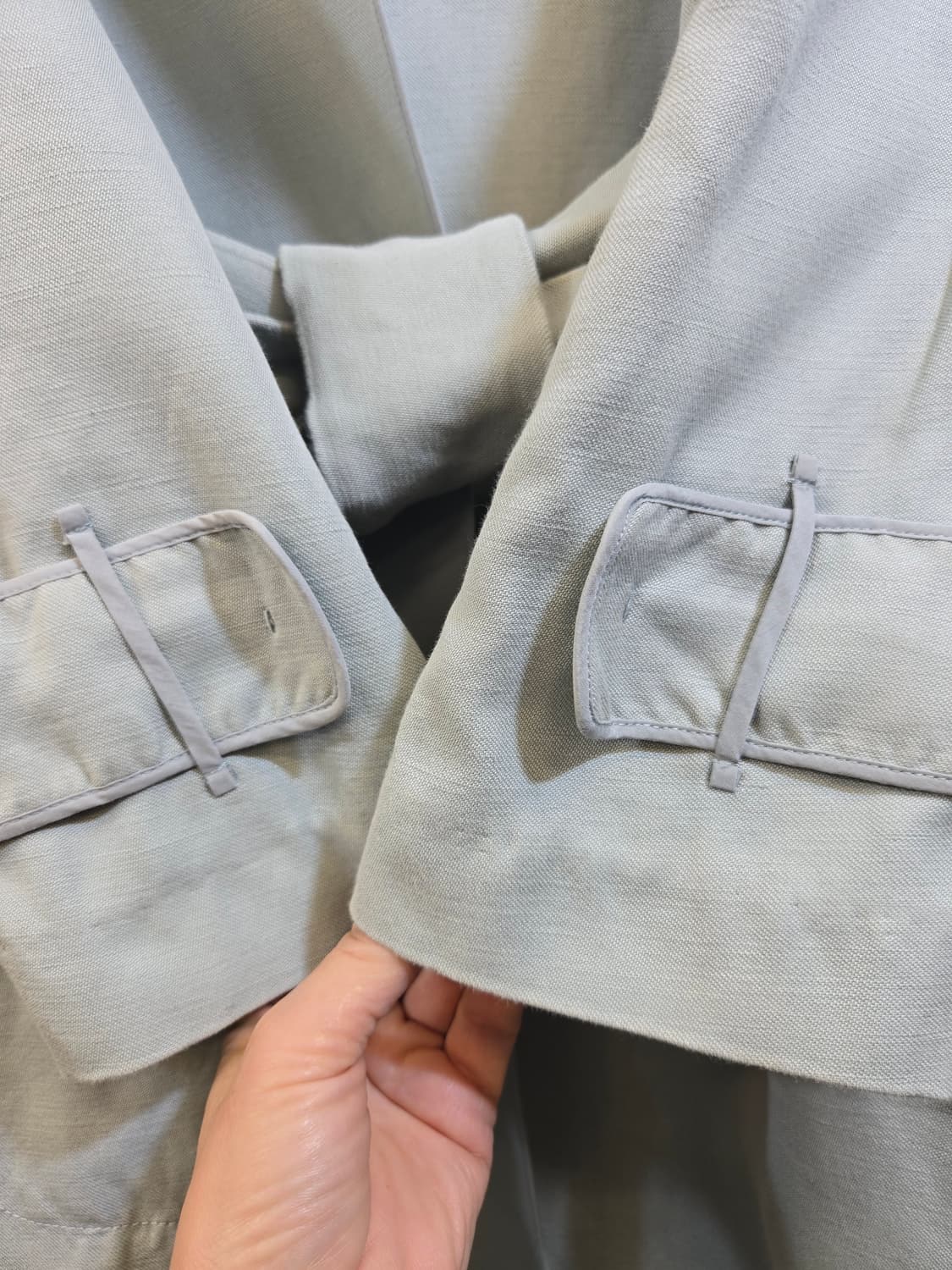 마인 벨트 랩 스타일 코트 민트색 상품이미지3