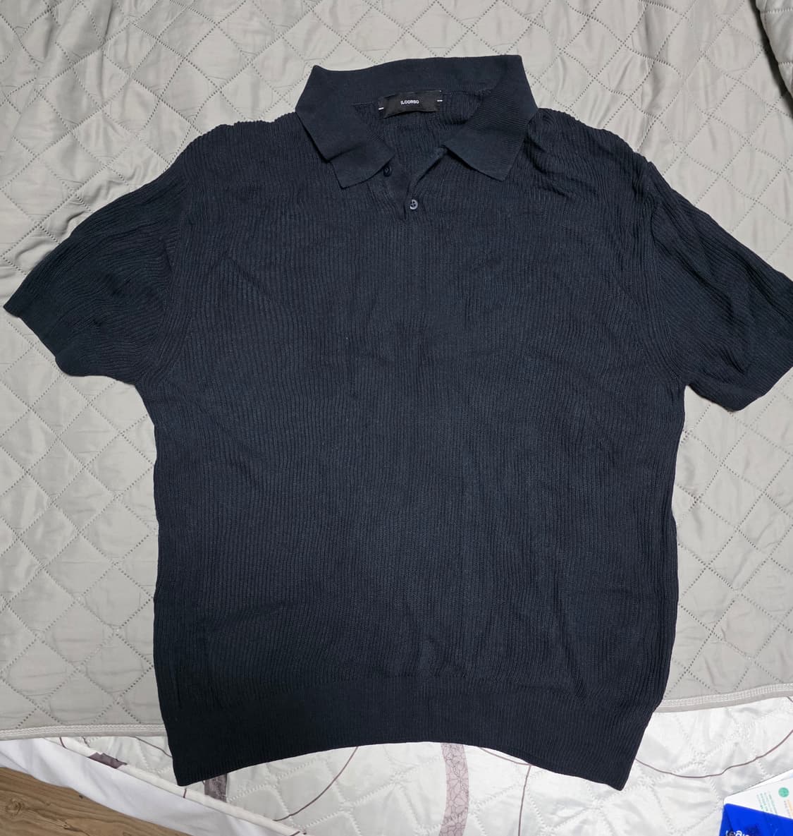 [M] 일꼬르소 에센셜 카라 반팔 니트 다크네이비 상품이미지1