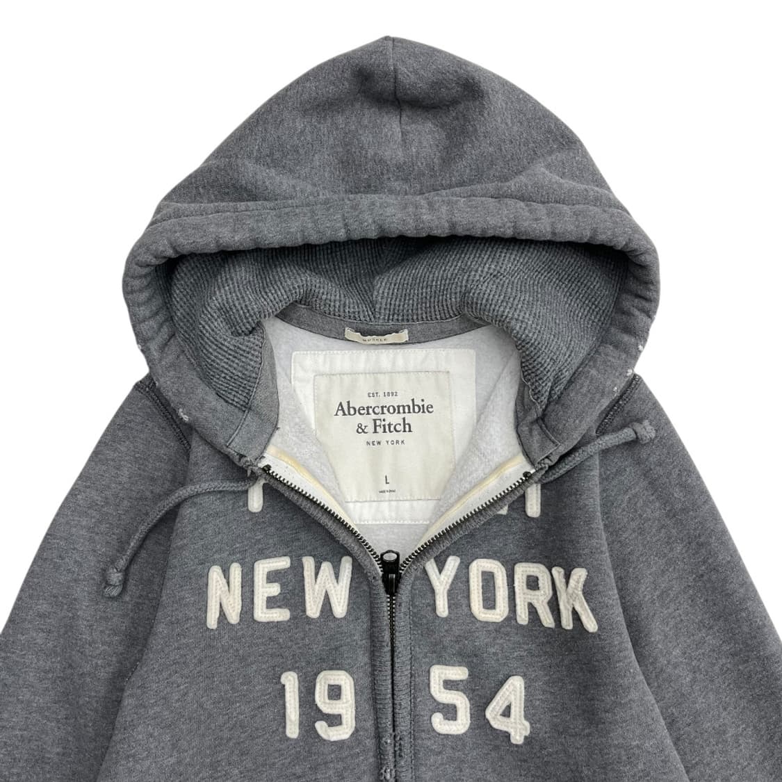 아베크롬비 센터로고 그레이 빈티지 후드집업 L 상품이미지5
