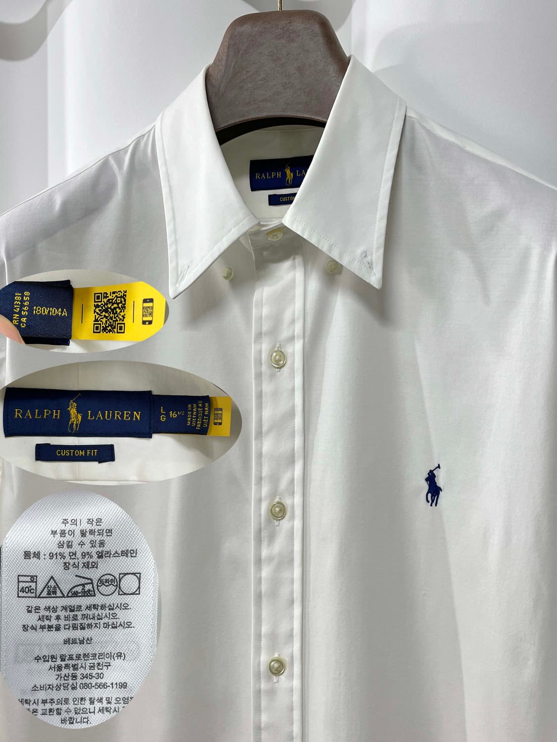 폴로 랄프로렌 코튼 엘라 화이트 버튼다운 포플린 커스텀핏 셔츠 상품이미지5