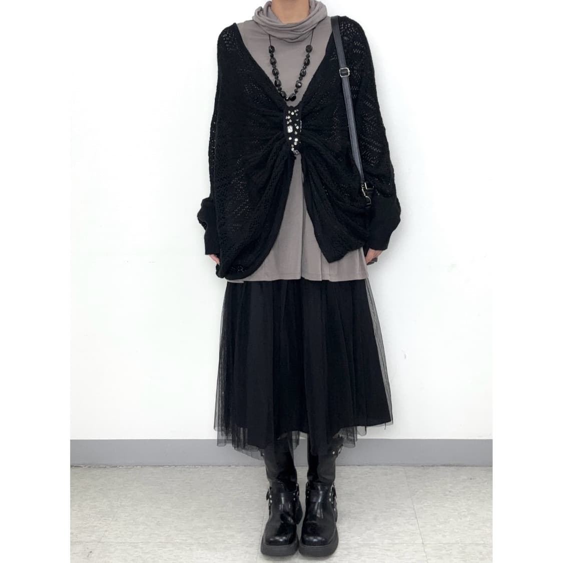 빈티지 블랙 샤 스커트 상품이미지1