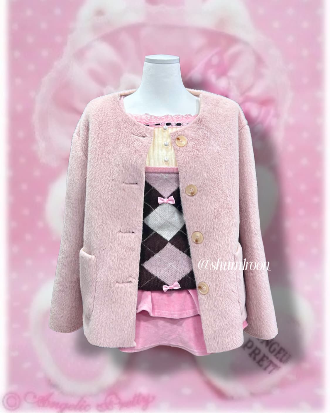 겨울 공주 히메갸루 패딩 자켓 핑크세트 상품이미지3