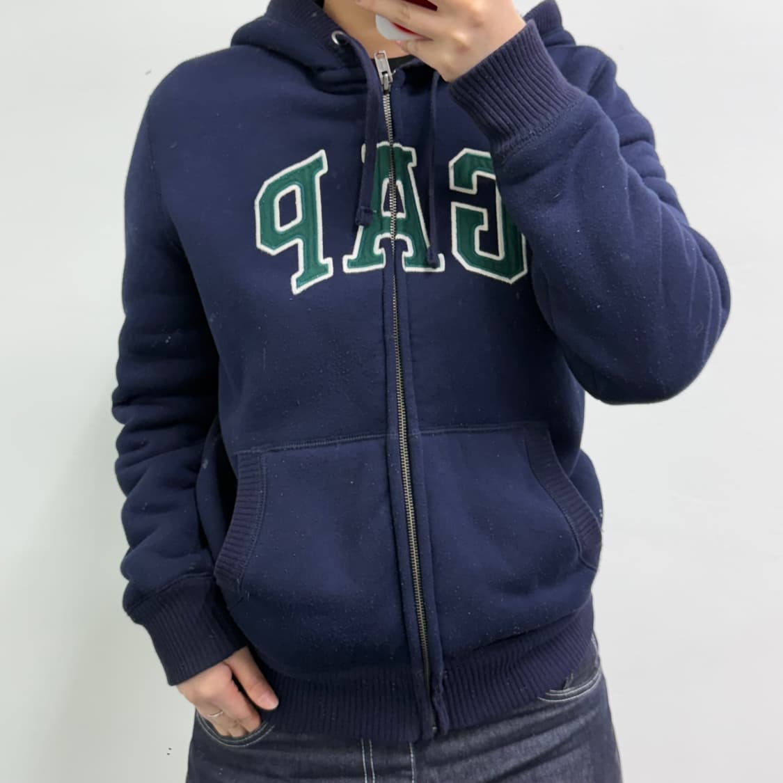 [S] 갭 네이비 기모 후드집업 상품이미지2