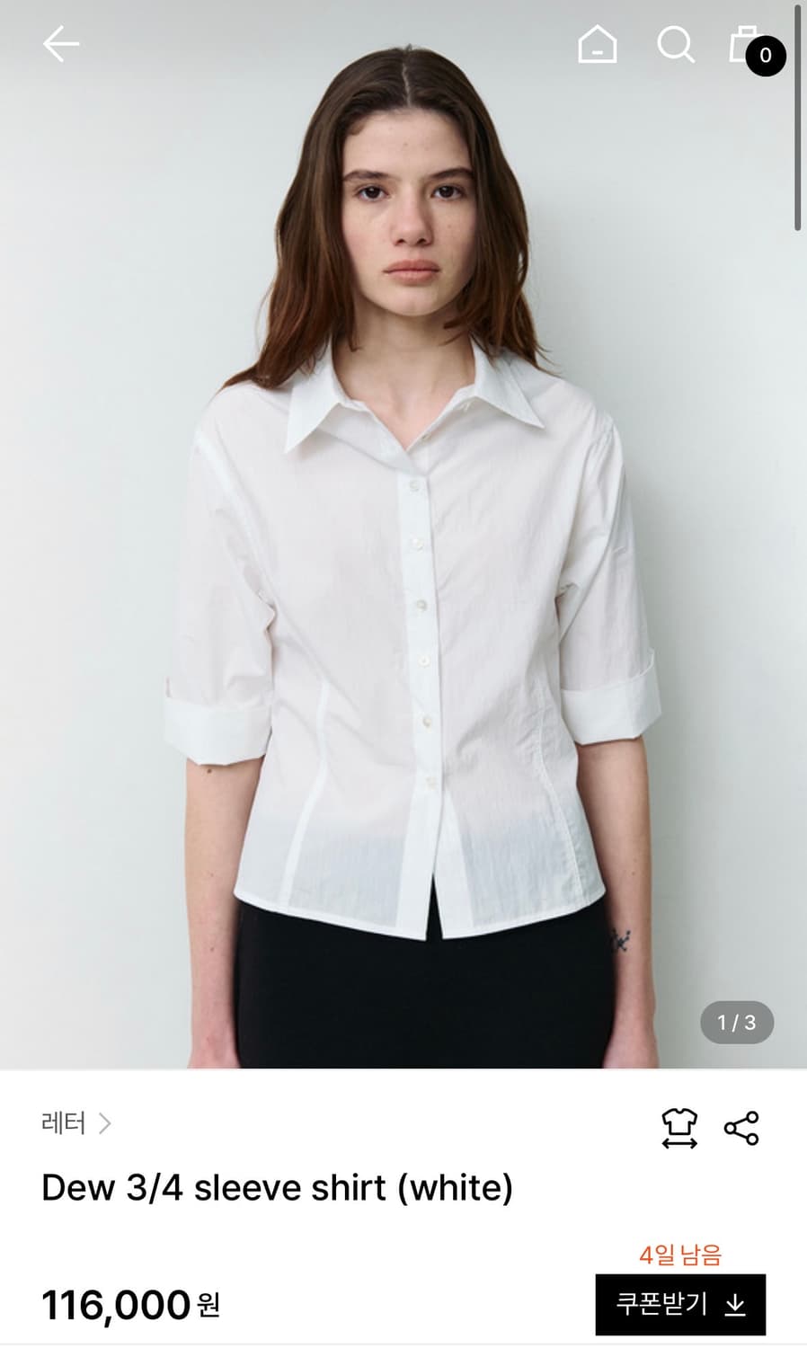 레터 7부 여름 셔츠 Dew 3/4 sleeve shirt  상품이미지1