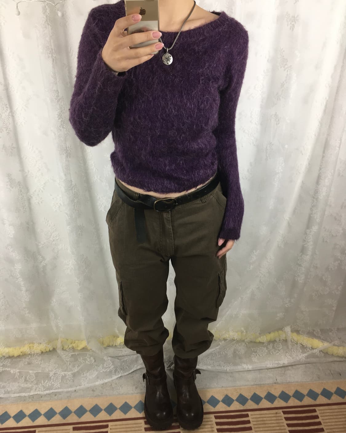 Rare City Purple Mohair Cropped Knit Top 상품이미지7