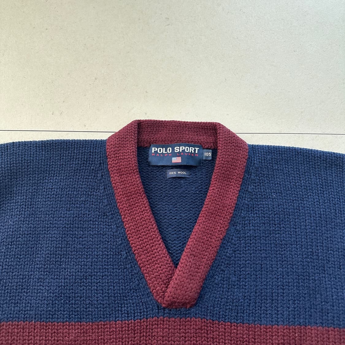 90s 빈티지 폴로 스포츠 울 100% 브이넥 스웨터 (105)  상품이미지2