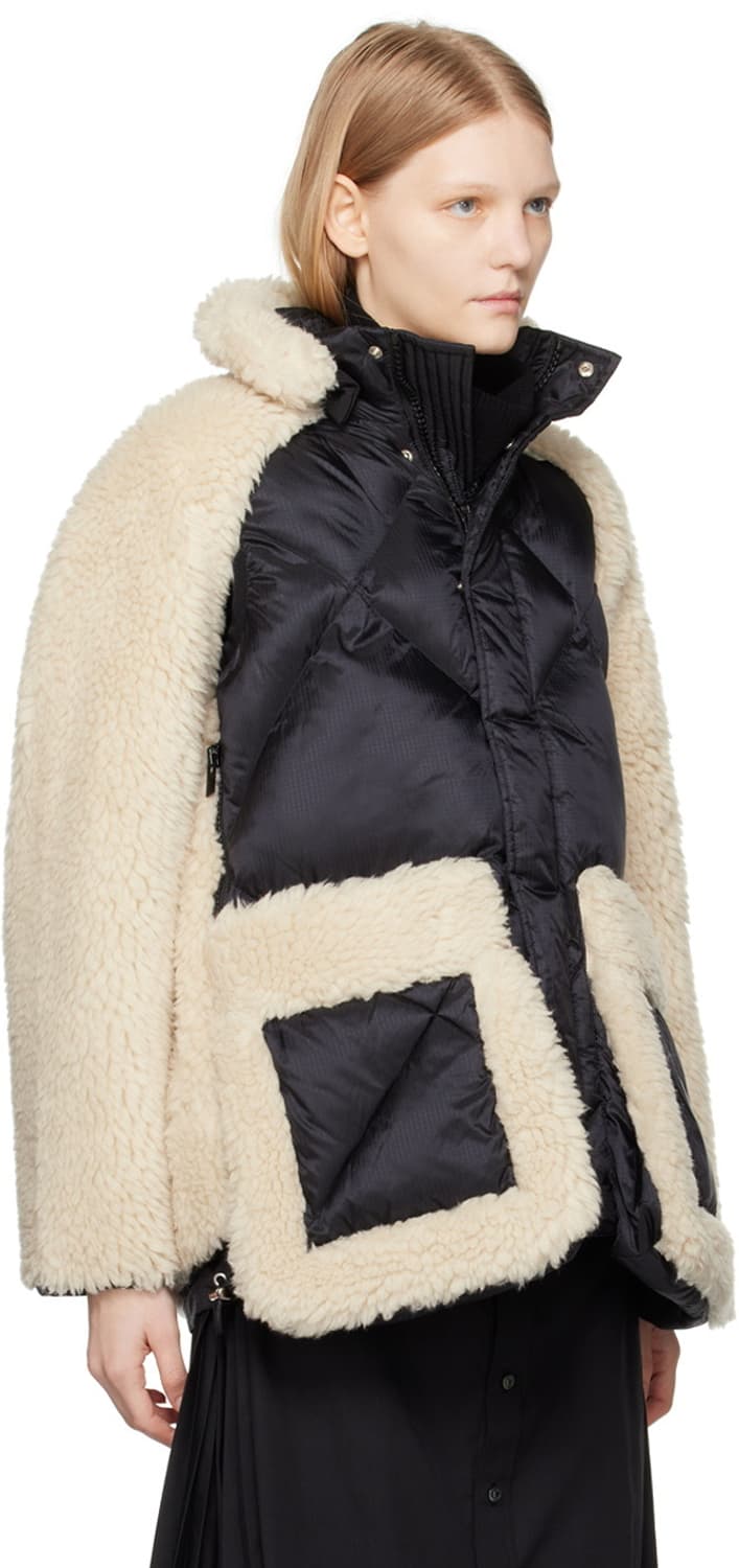 사카이 시어링 블루종 퍼 자켓 블랙/에크루 상품이미지8