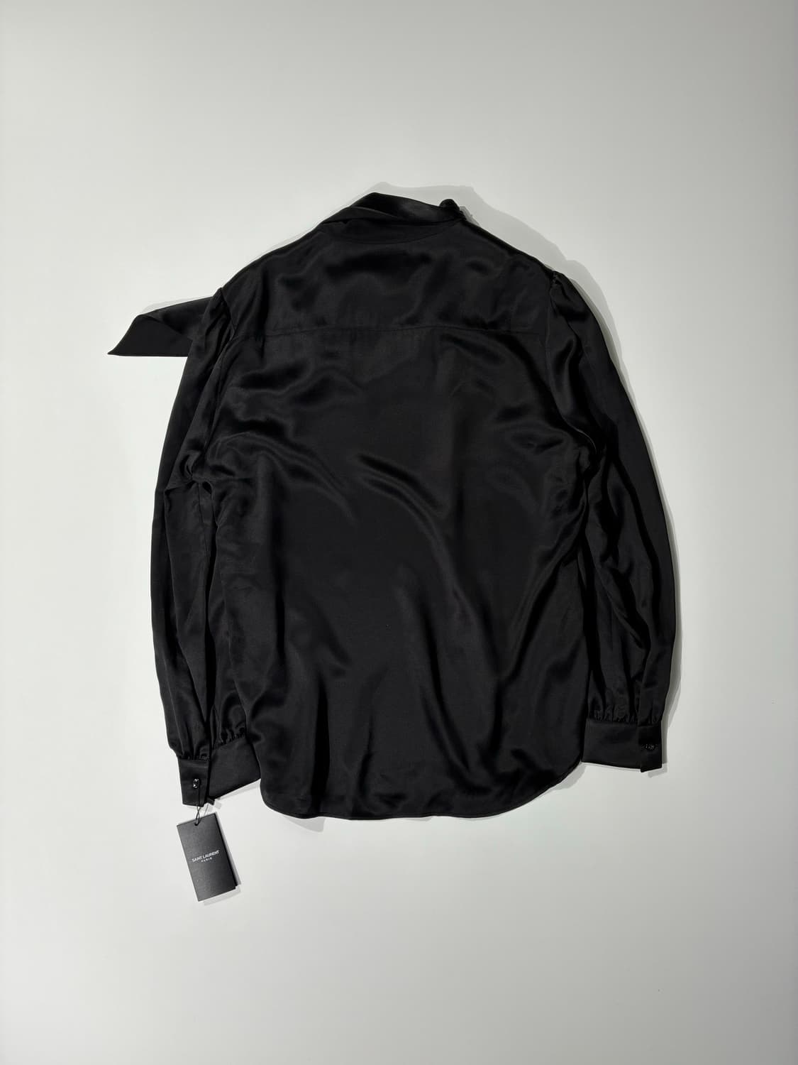 SAINT LAURENT 생로랑 스카프 실크 셔츠 블랙 40사이즈 상품이미지4