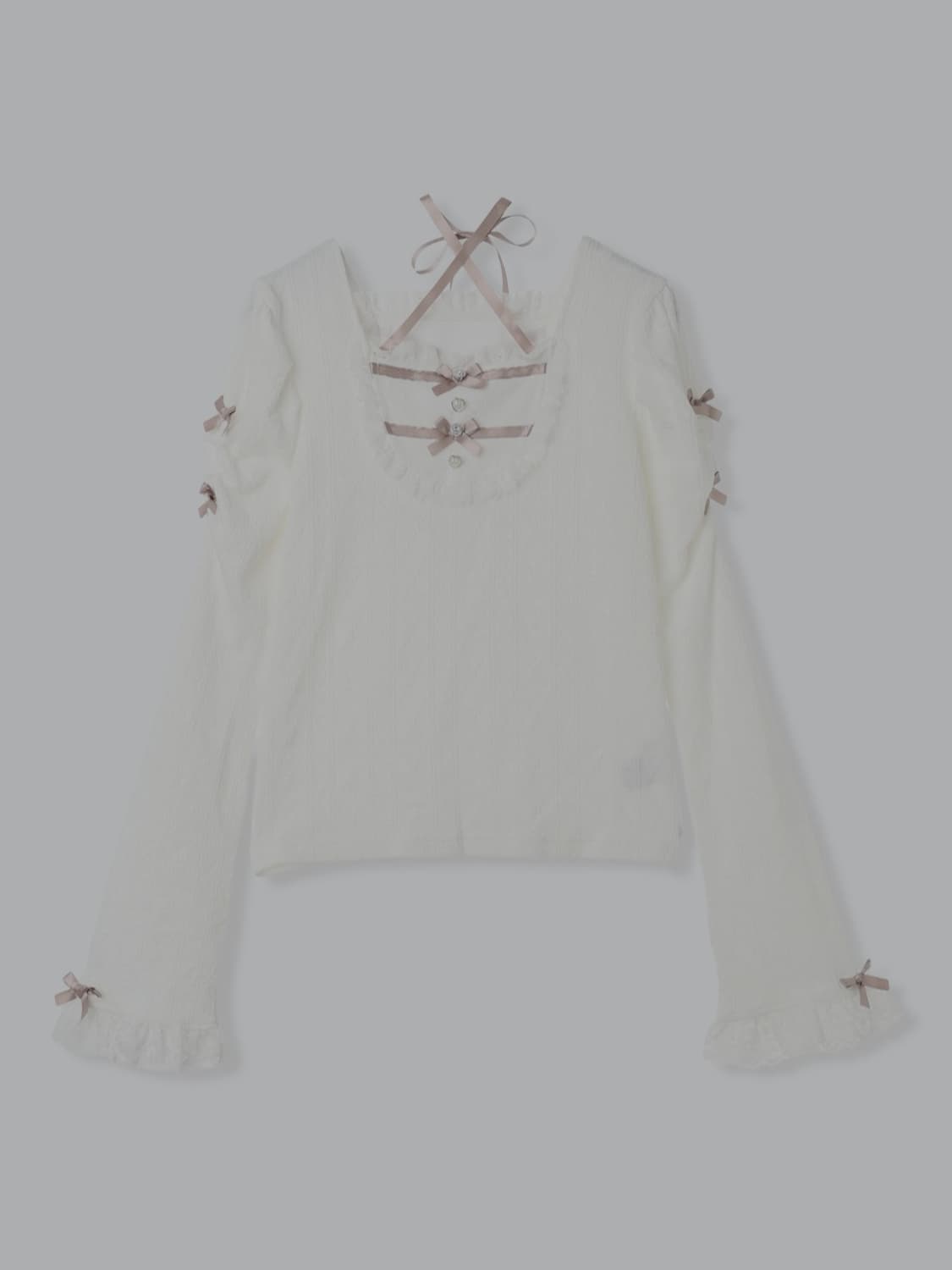 NOÉMIE 아가씨 백 레이스 업 플레어 슬리브 컷 탑 상품이미지1