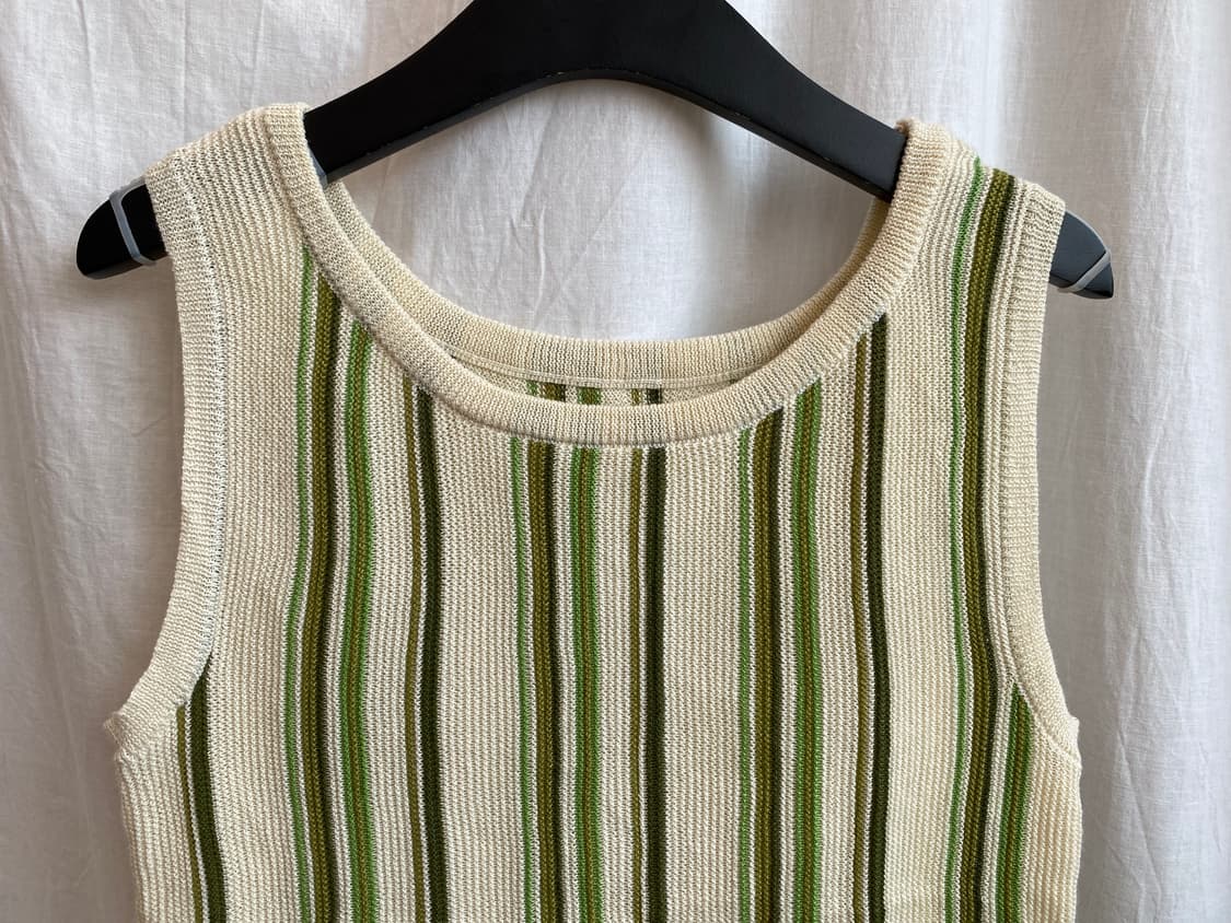 그린 스트라이프 민소매니트탑(M) 상품이미지2