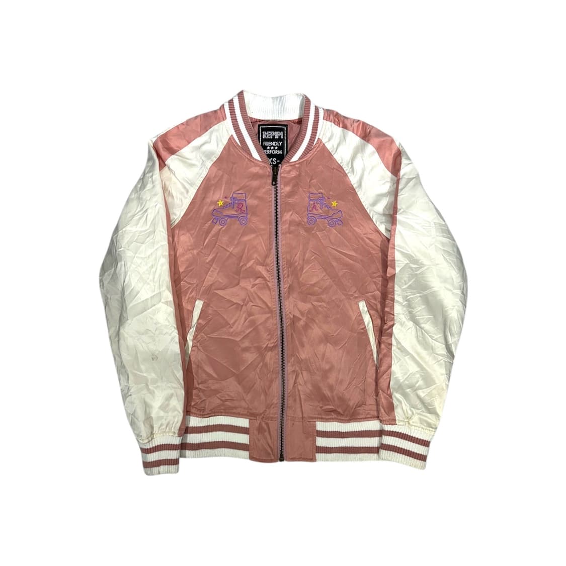 일본 빈티지 핑크 화이트 스카잔 자켓 XS 상품이미지5