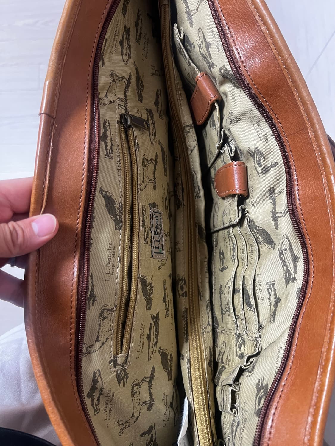 LL Bean 엘엘빈 위빙 레더 토트백 라지 브라운 상품이미지4