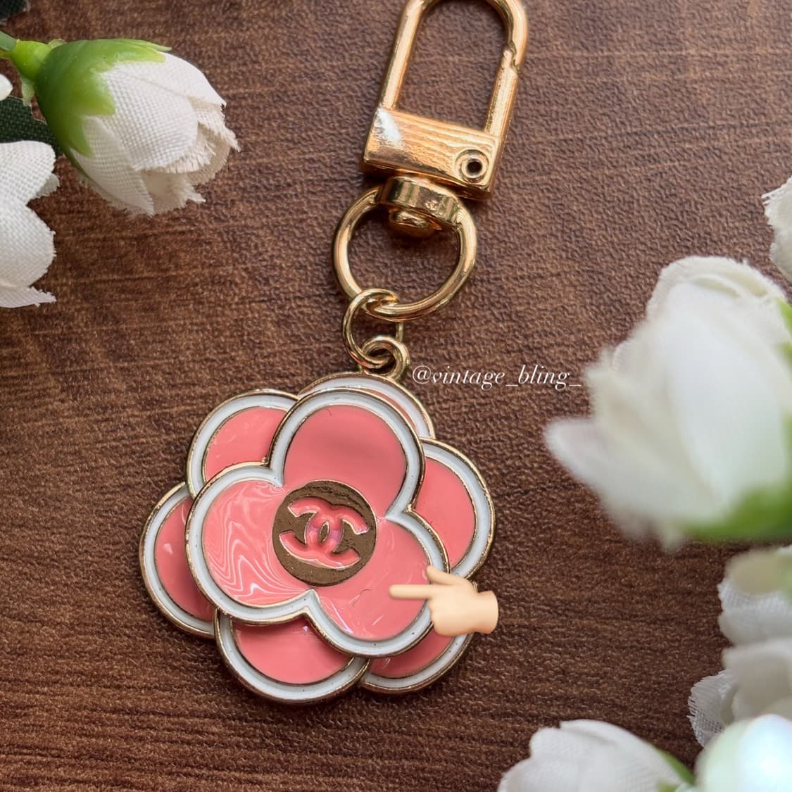 [SALE] 샤넬 까멜리아 플라워 핑크골드 키링 상품이미지3