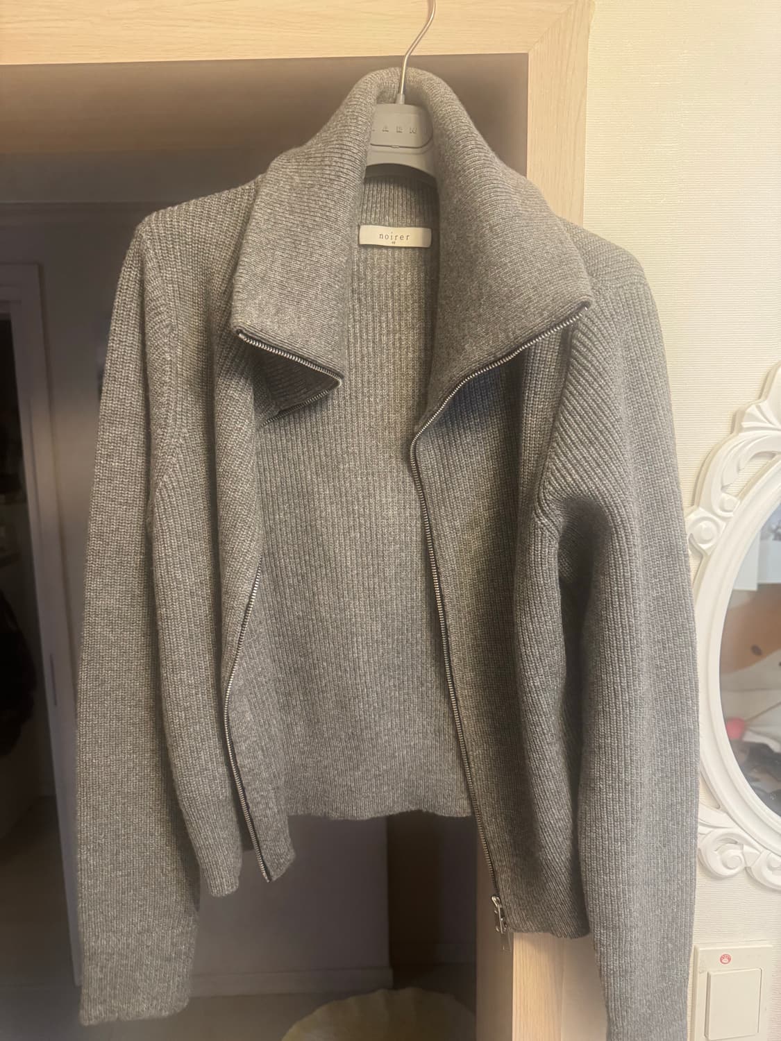 노이어 하이넥 집업 니트 자켓 그레이 48 상품이미지2