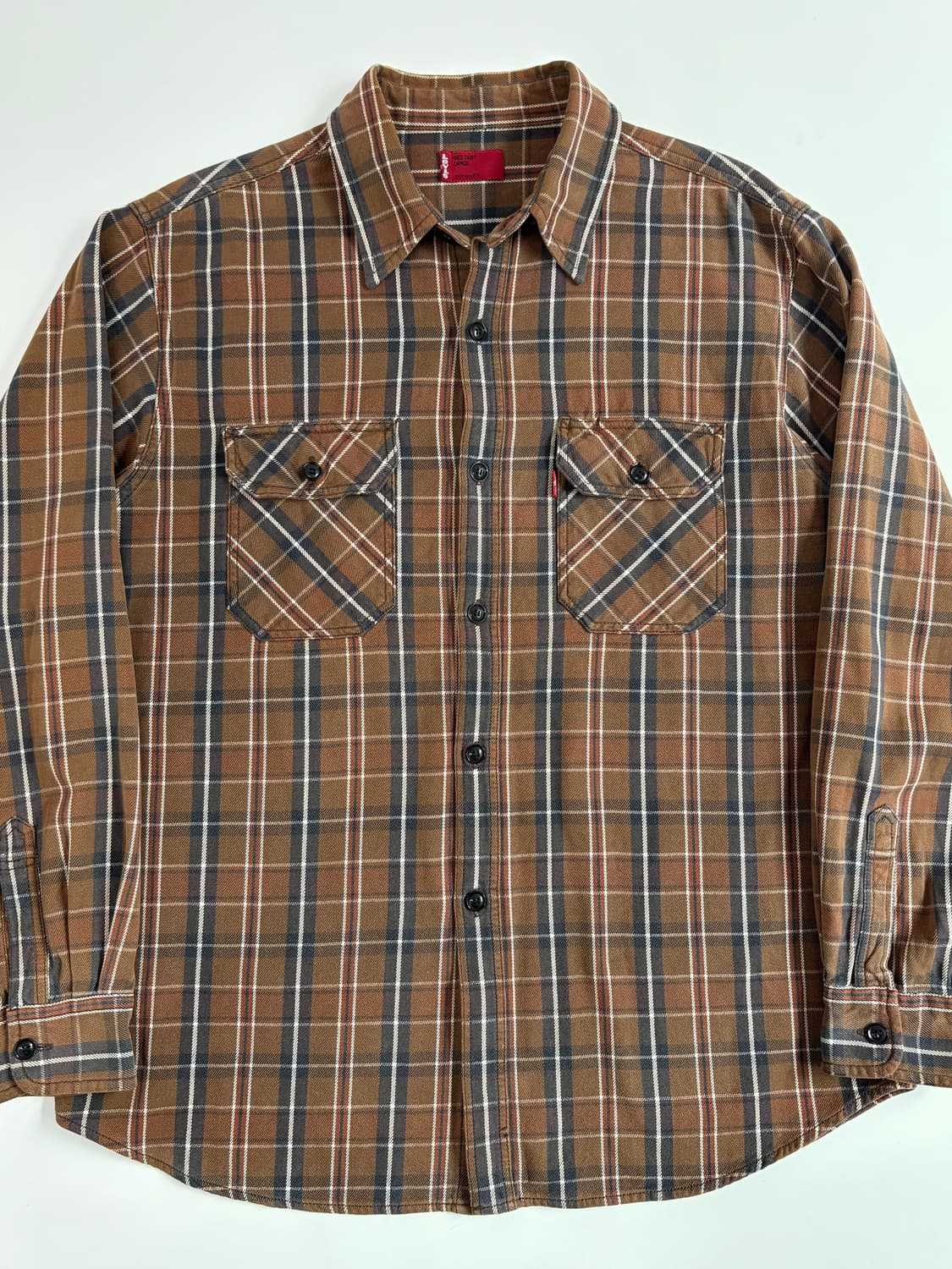 Levi's 리바이스 레드탭 투포켓 브라운컬러 체크 셔츠 상품이미지3