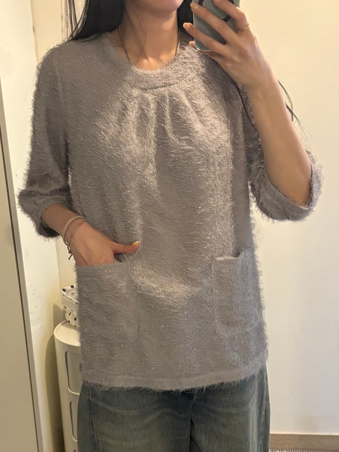 japan vintage gliter 3/4 sleeve knitwear 상품이미지3