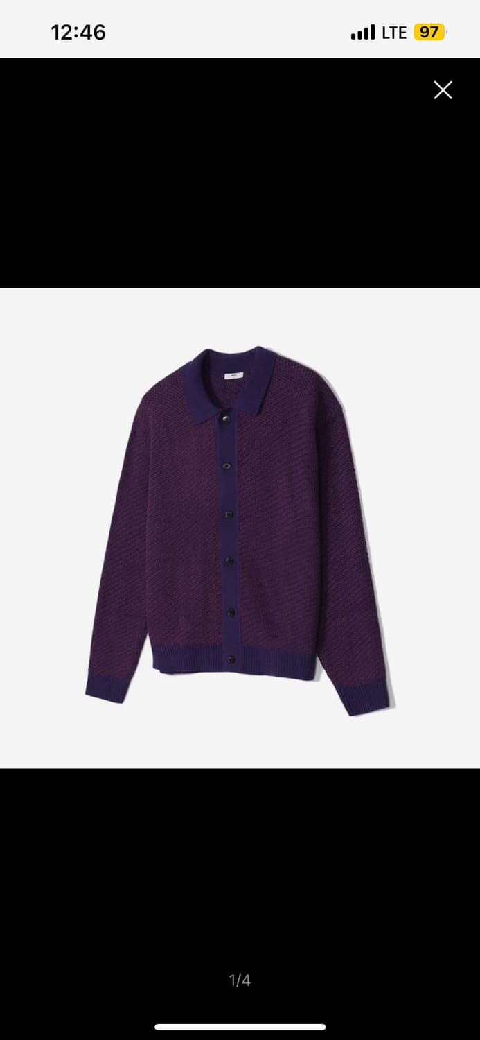울혼방 자카드 티에리 가디건 퍼플 상품이미지1