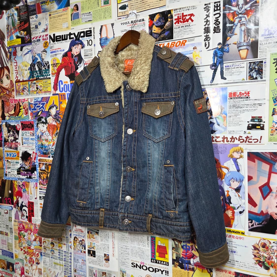 빈티지 견장 카키 배색 쉐르파 데님 자켓 상품이미지2