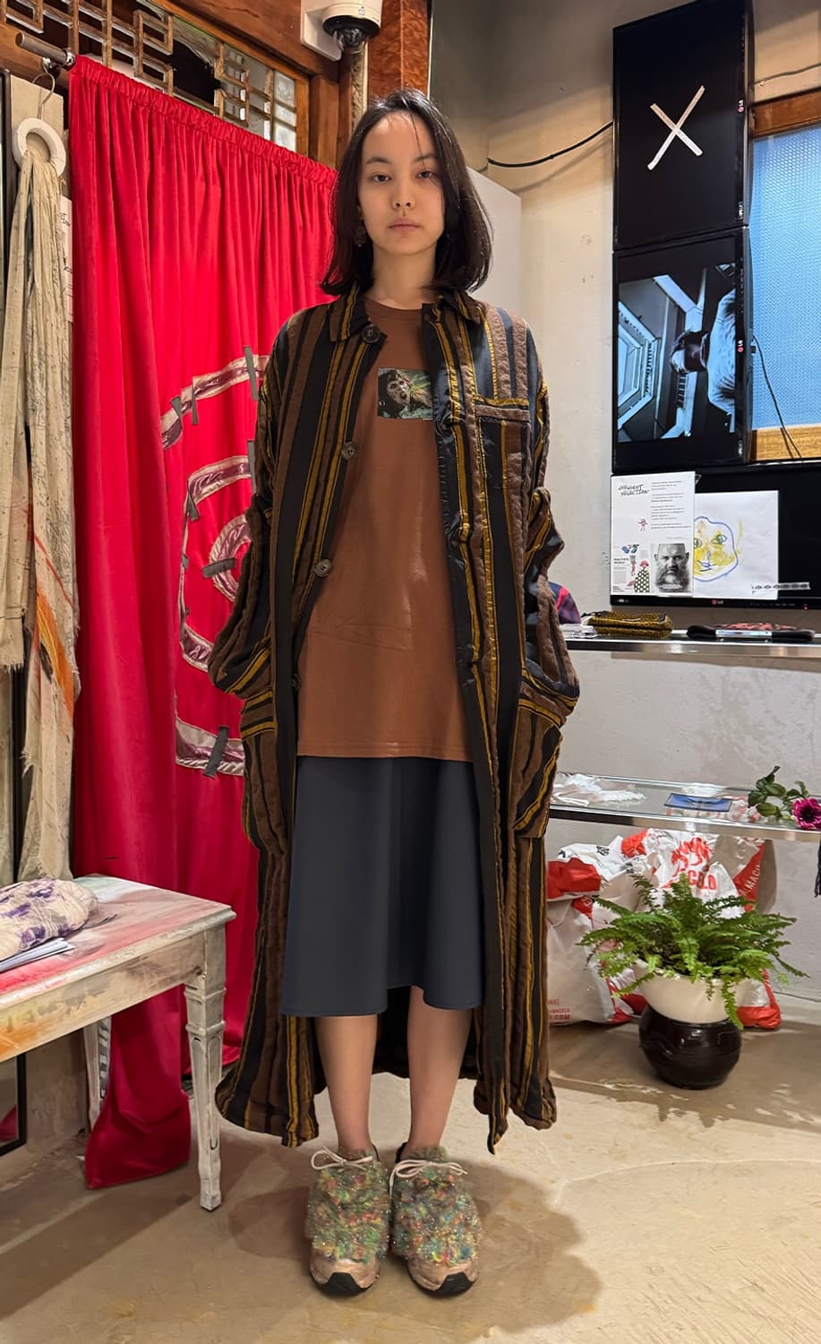 CMMN SWDN 스트라이프 로브 코트 (New) 상품이미지9