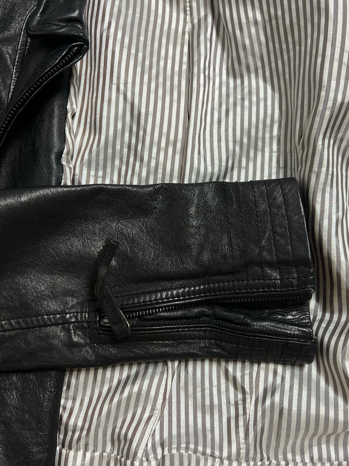 striped real leather-jacket 상품이미지5