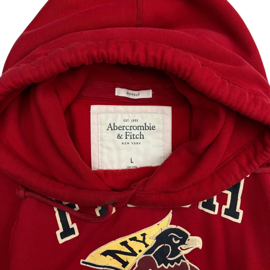 아베크롬비 빈티지이글 레드 후드 L 상품이미지5