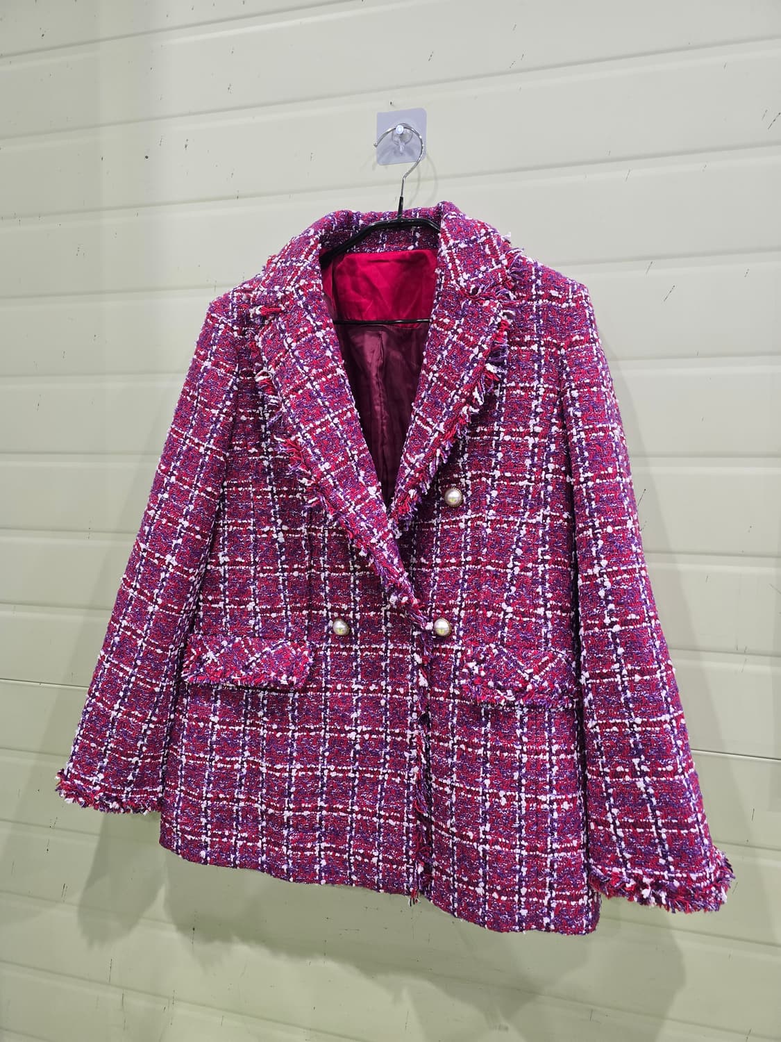 트위드 체크 더블 버튼 자켓 상품이미지2