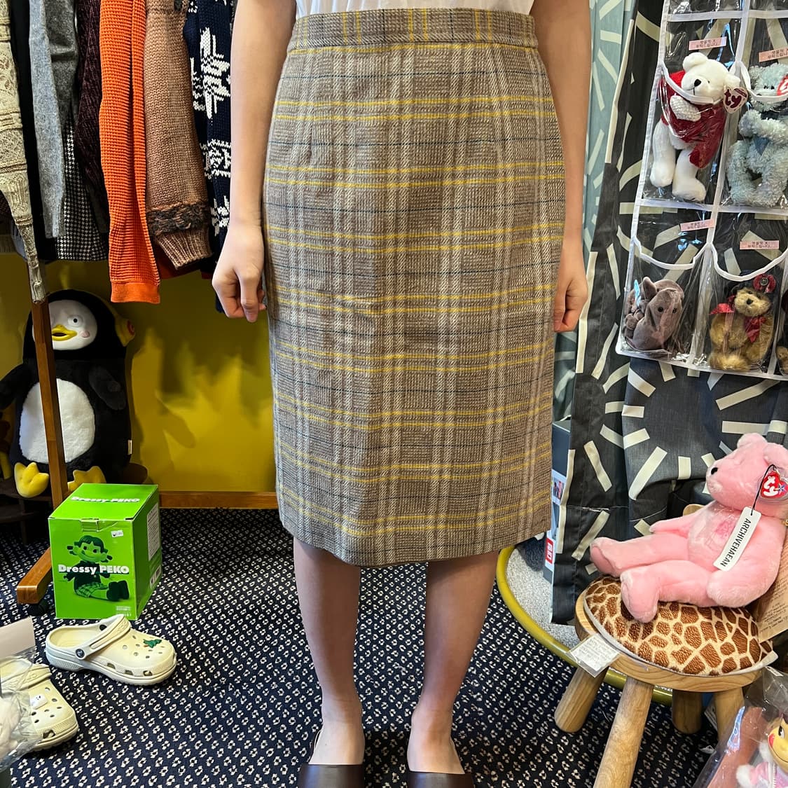 [Japanese Vintage] 울 체크 미디 스커트 상품이미지2