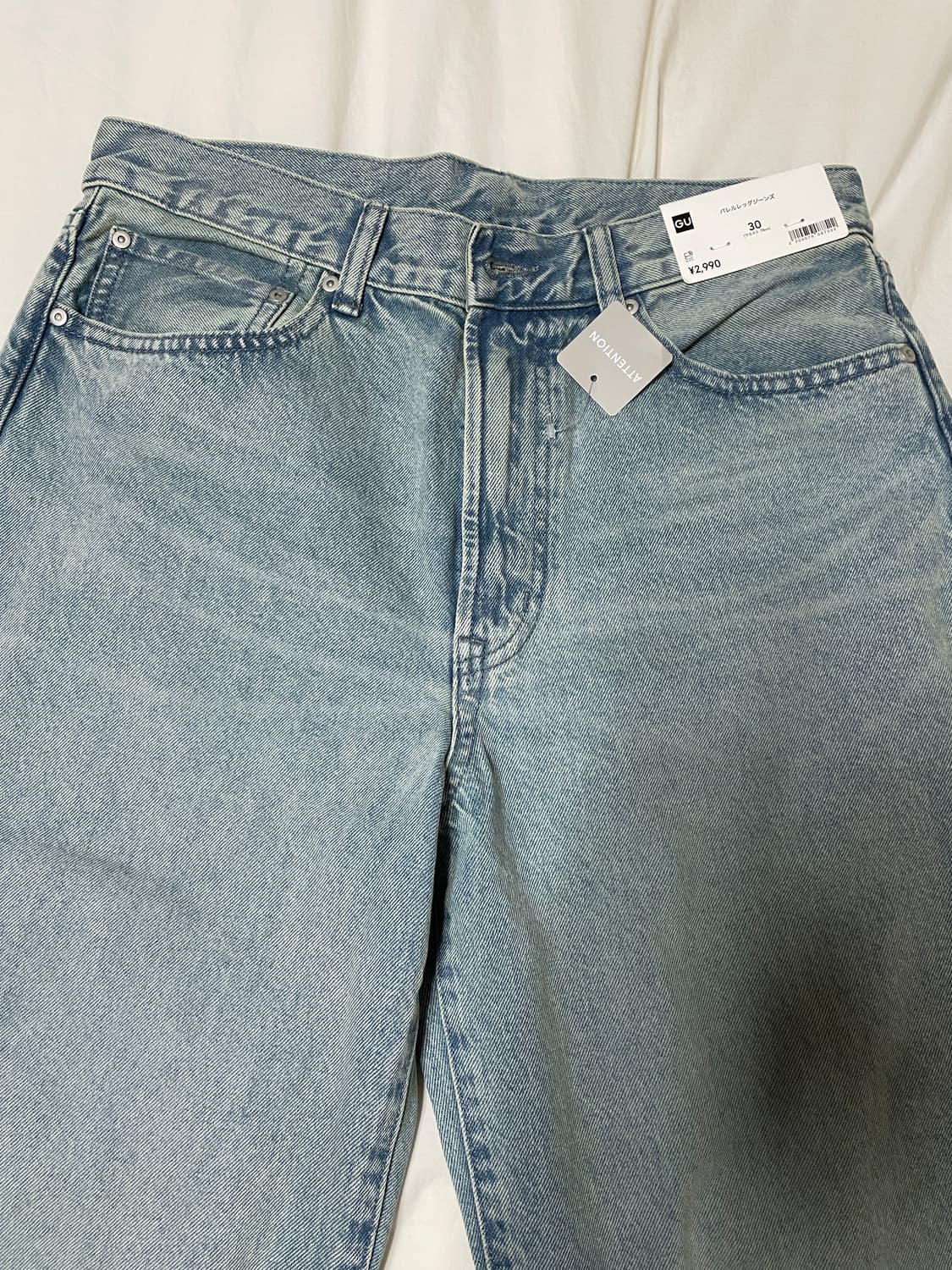 GU 지유 배럴 레그 진 청바지 새제품 30인치 연청 상품이미지3