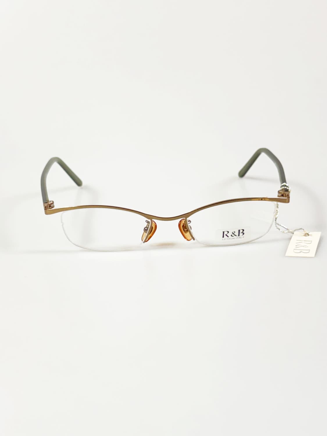 R&B EYEWEAR 골드 반무테 스퀘어 메탈 빈티지 안경 상품이미지1