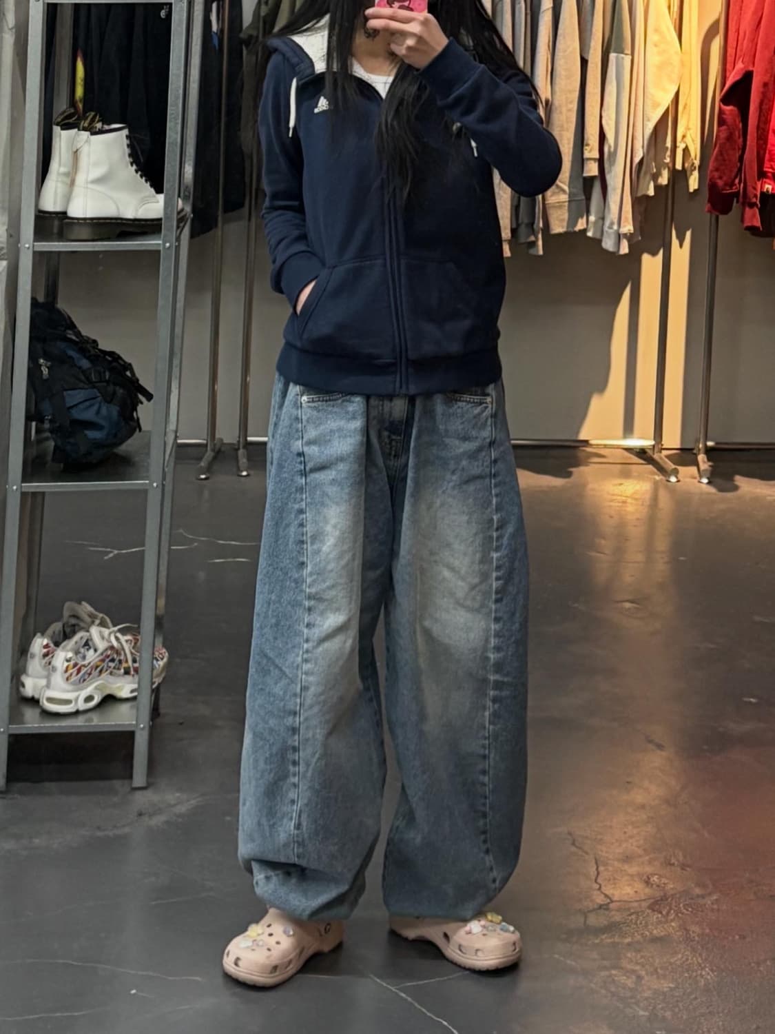 아디다스 네이비 삼선로고 후드집업 A3185 상품이미지1