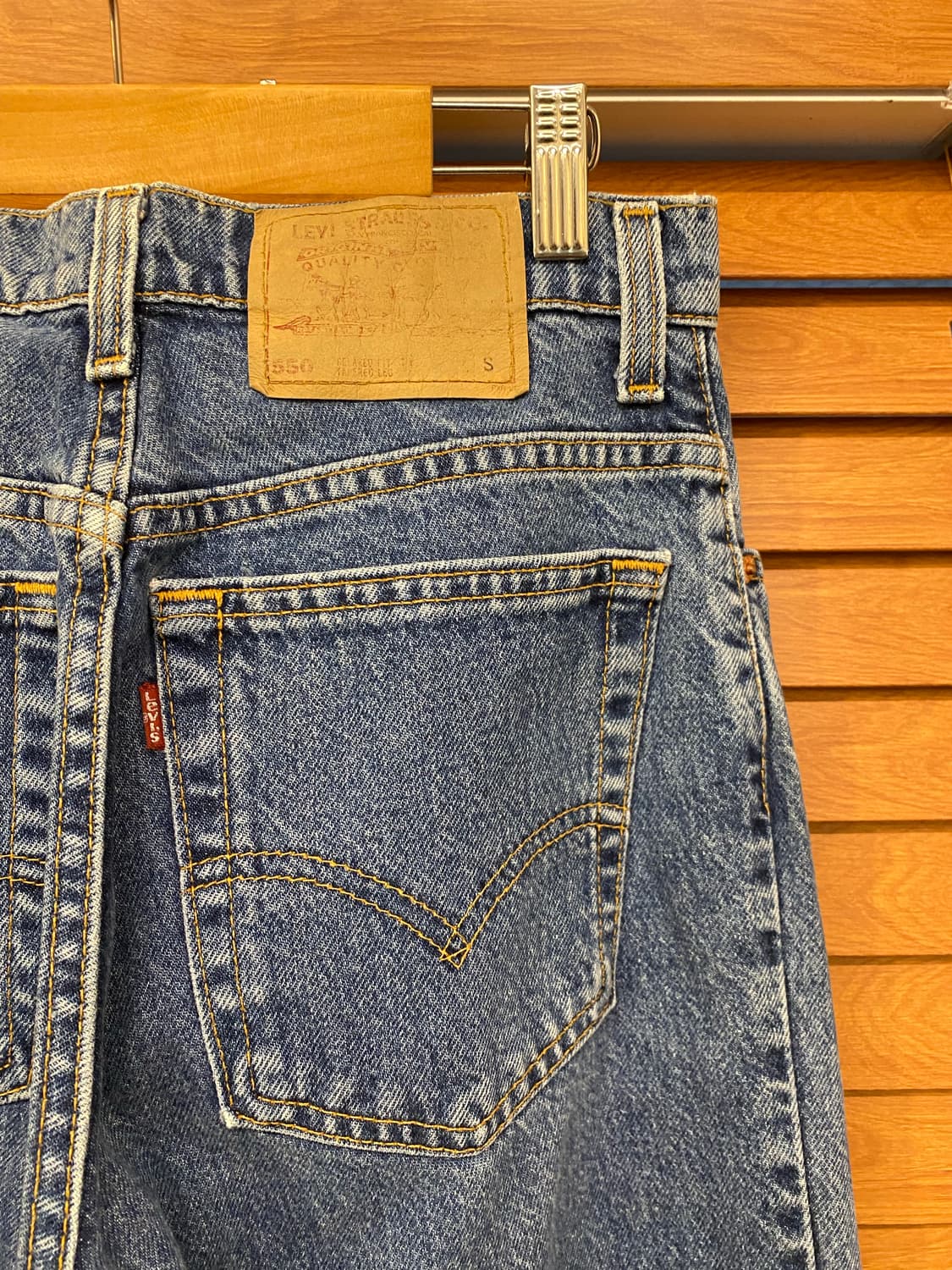 90s USA 리바이스 550 테이퍼드진 진청바지 상품이미지4