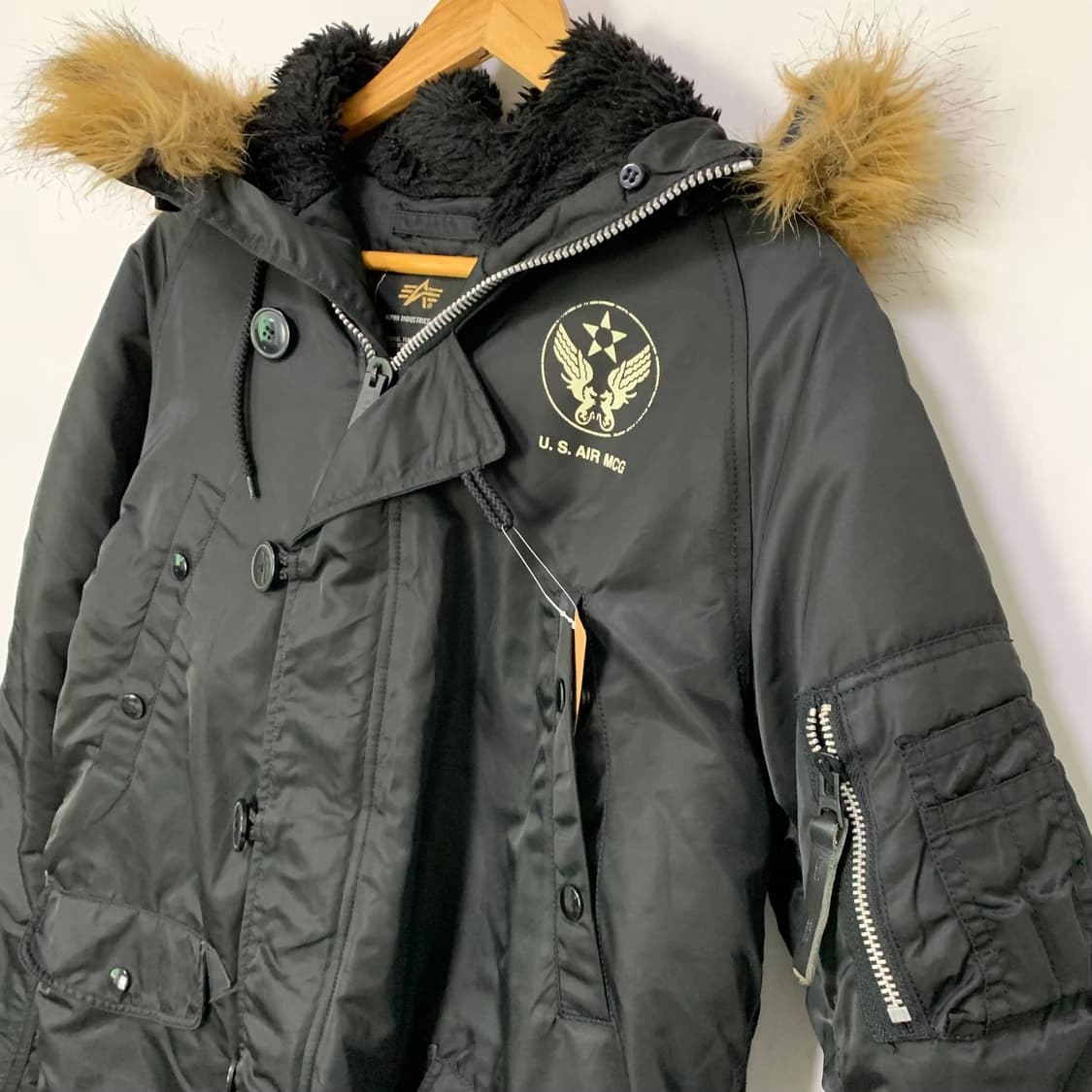 알파인더스트리 N3B 00s 야상 패딩 점퍼 비대칭 버튼 M 상품이미지3