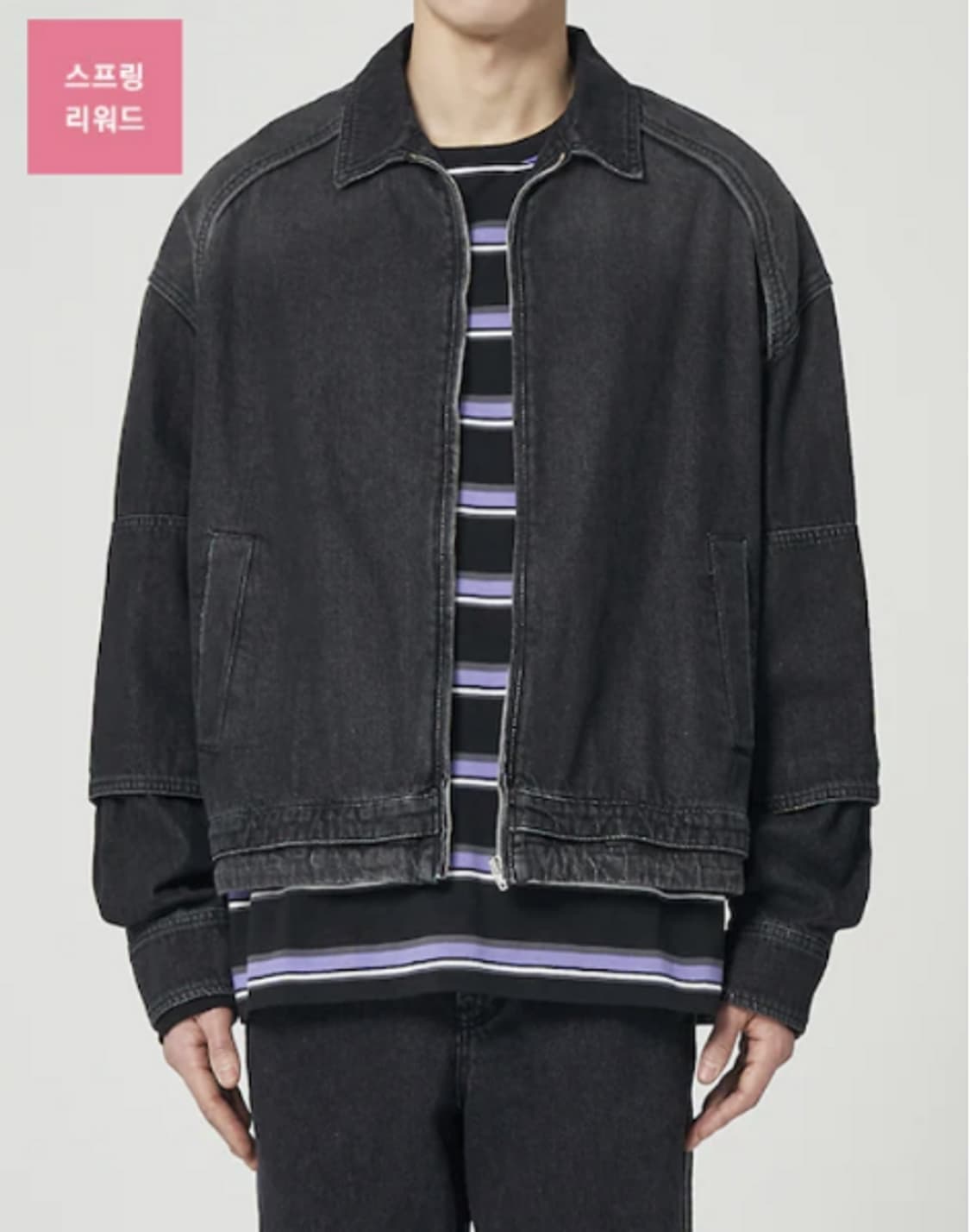 준지 콘데님 레이어드 흑청 데님 자켓 상품이미지7