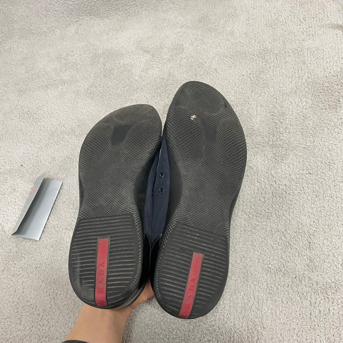 270) 프라다 스포츠 레더 나일론 메탈 로고 트레이너 스니커즈 상품이미지4