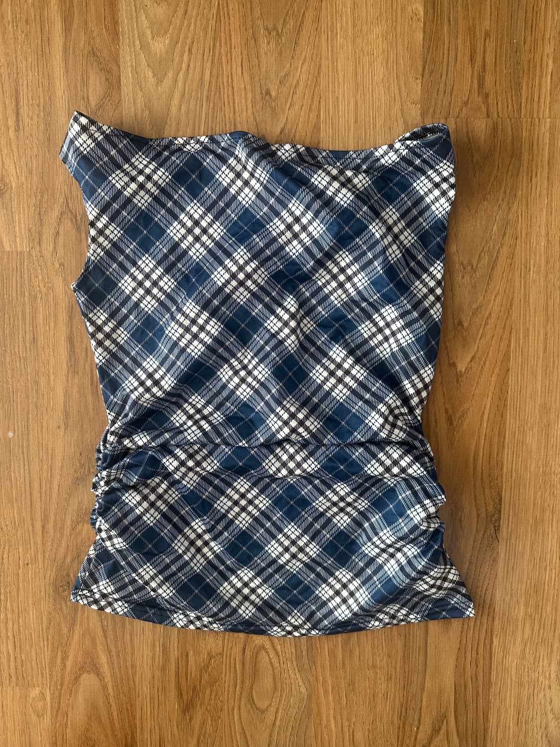 체크깅엄 넥셔링 슬리브리스 상품이미지1