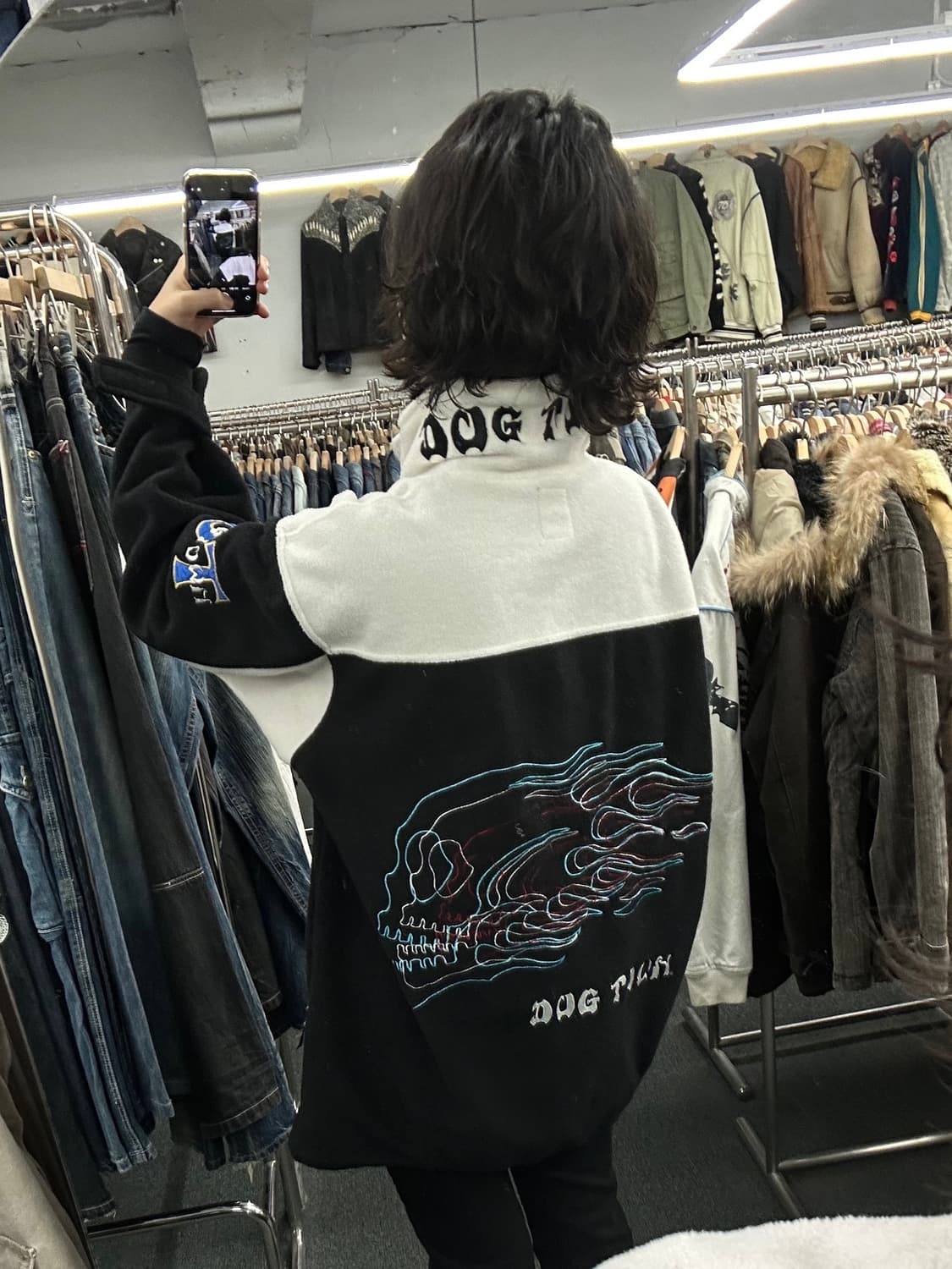 OS)도그타운 빈티지 자수 로고 포인트 플리스 집업 상품이미지1