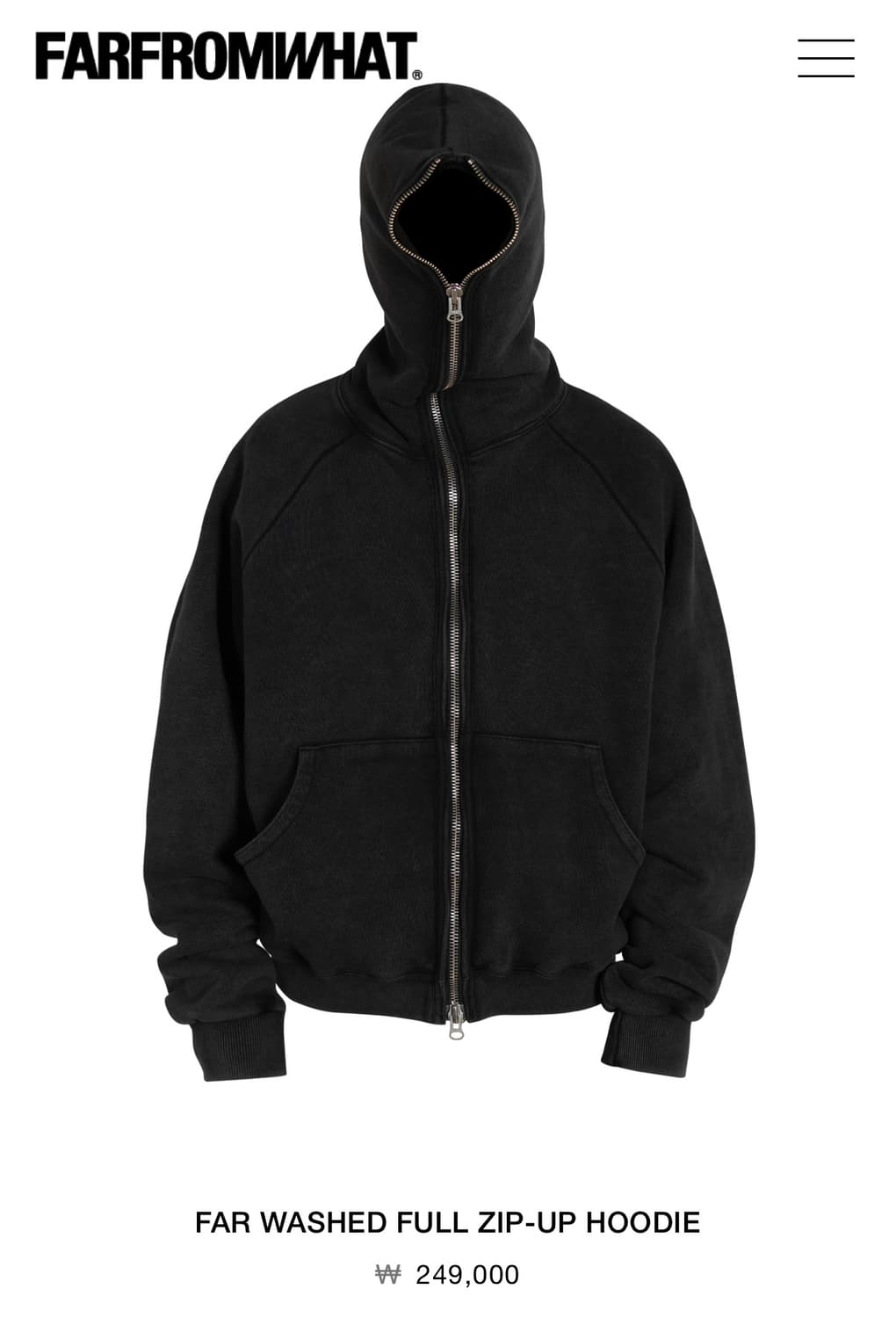 Far from what 워시드 풀 집업 후드집업 상품이미지1
