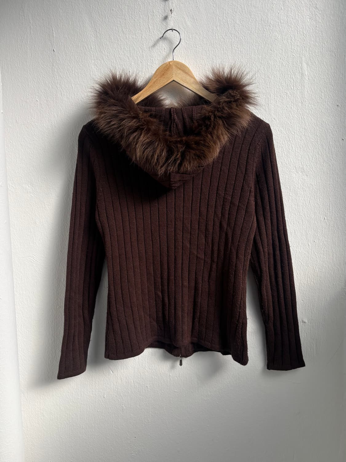 Vintage Brown Two-Way Fur Hood Zip-Up 상품이미지7
