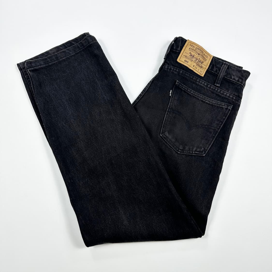 34 90s USA 리바이스 505 흑청 스트레이트 데님팬츠 상품이미지1