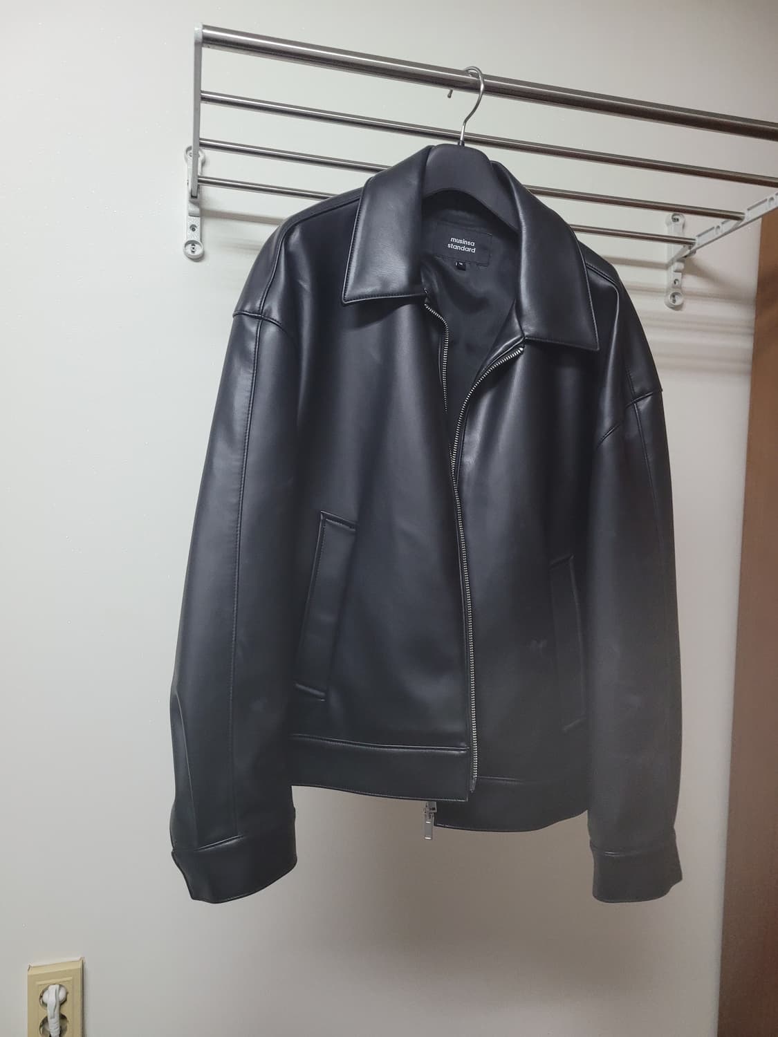 무탠다드 신세틱 레더 오버사이즈 싱글 재킷(M) 상품이미지3