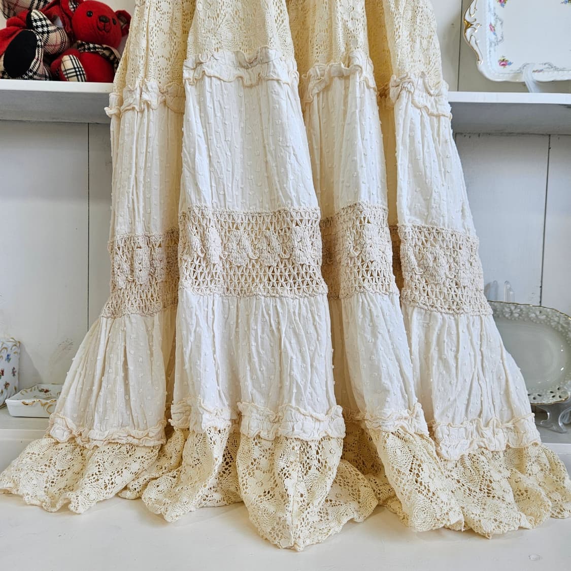 내추럴 크로셰 레이스 롱 원피스 상품이미지3