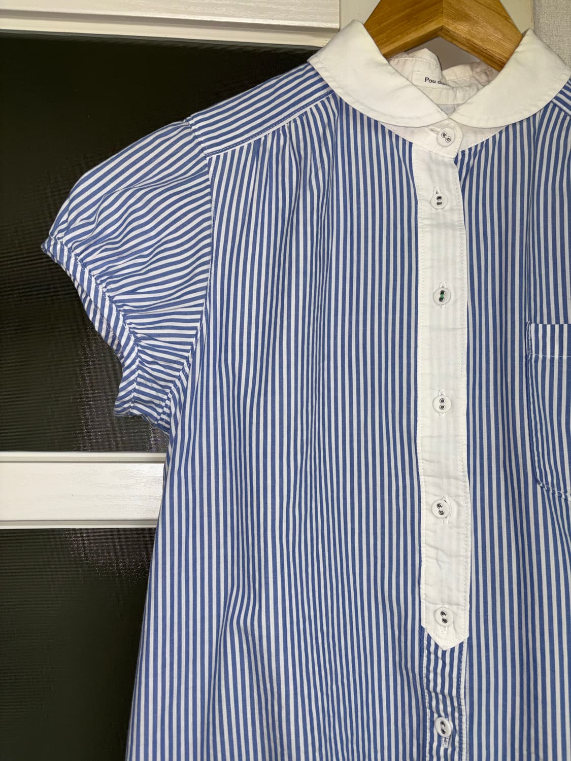 블루 스트라이프 둥근카라 블라우스 상품이미지2